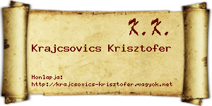 Krajcsovics Krisztofer névjegykártya